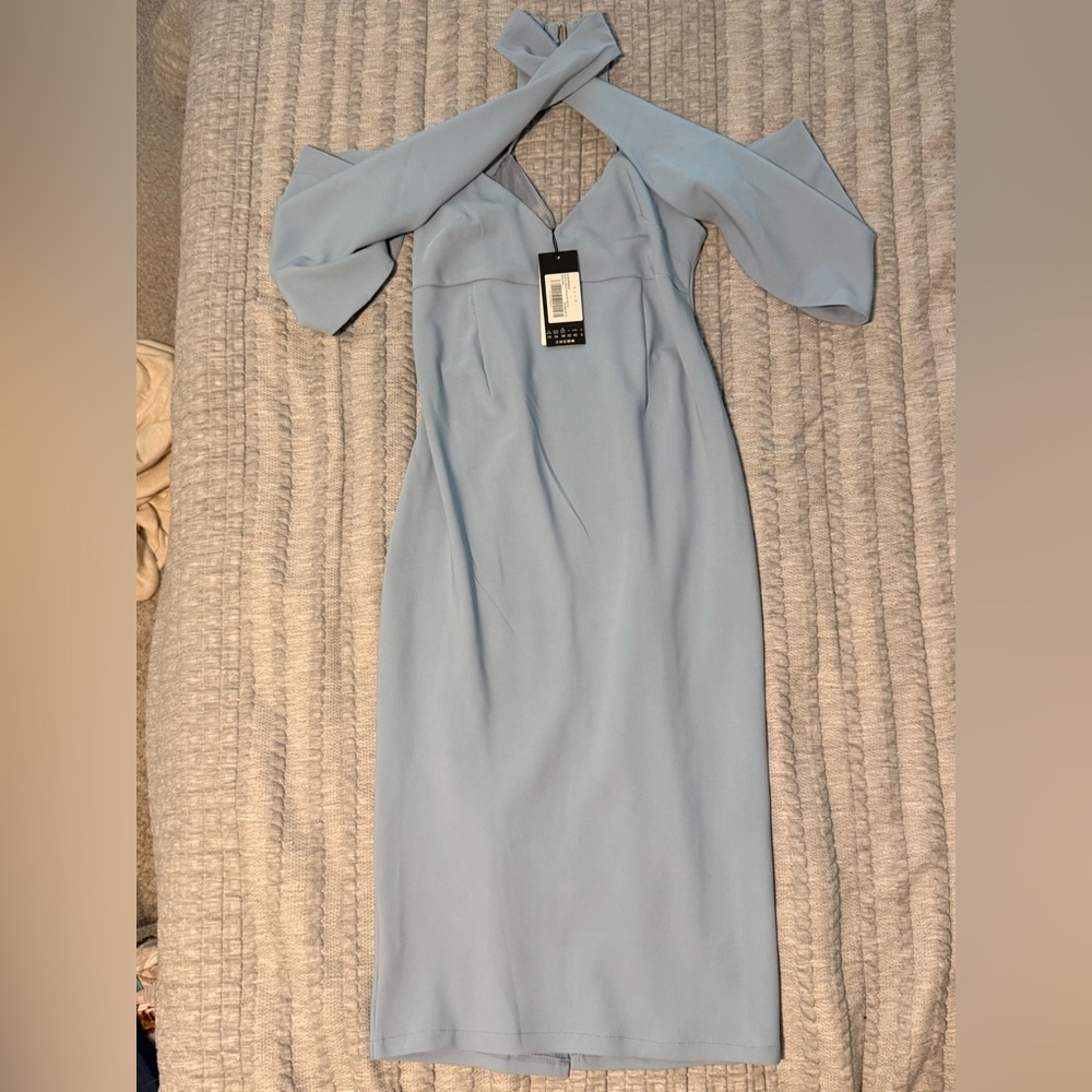 Elegant Blue Off-Shoulder Dress